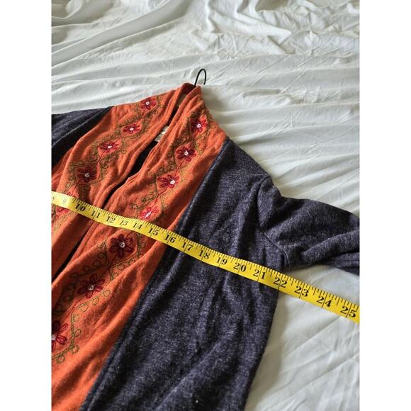 Sacred Threads Large Blue Orange Boho Hippie Artsy Embroidered Open Cardigan - Picture 8 of 9